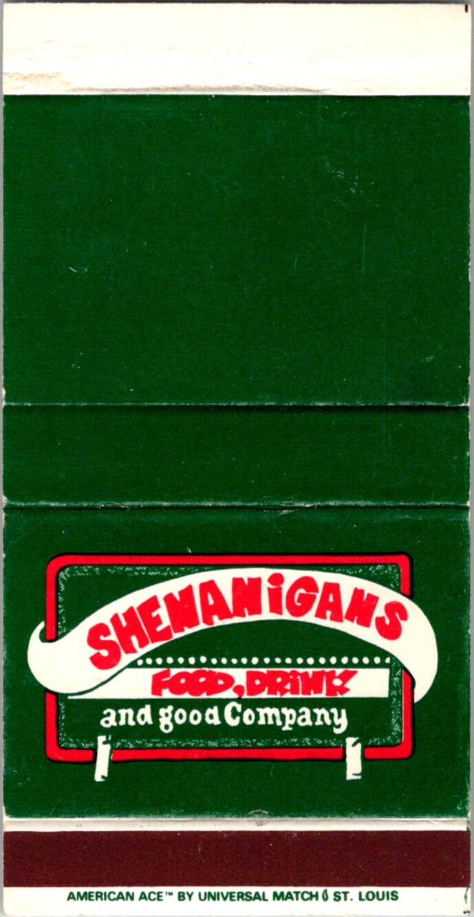 Shenanigans Food & Drink & Good Company Vintage Matchbook Matchbox SMM21-3